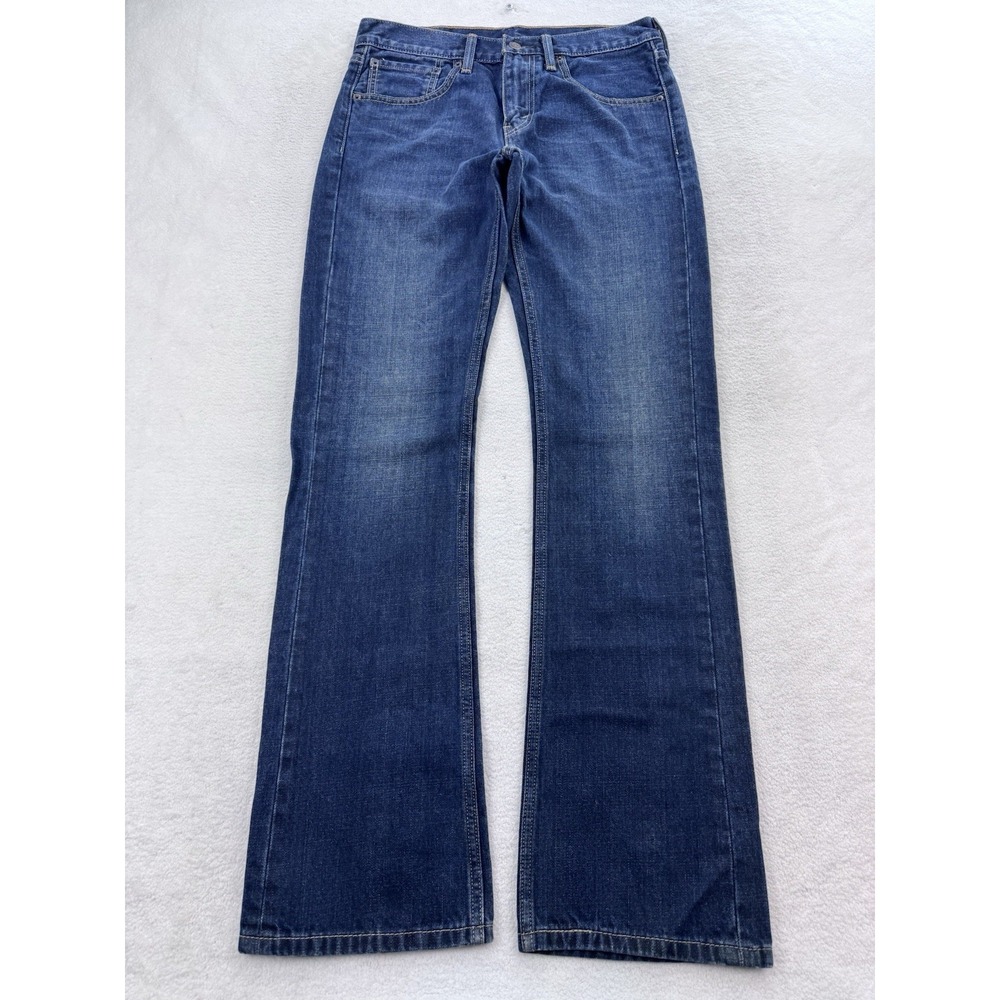 Levis 527 Jeans Men 31x34 Blue Slim Boot Distressed Whisker Denim Cowboy Western